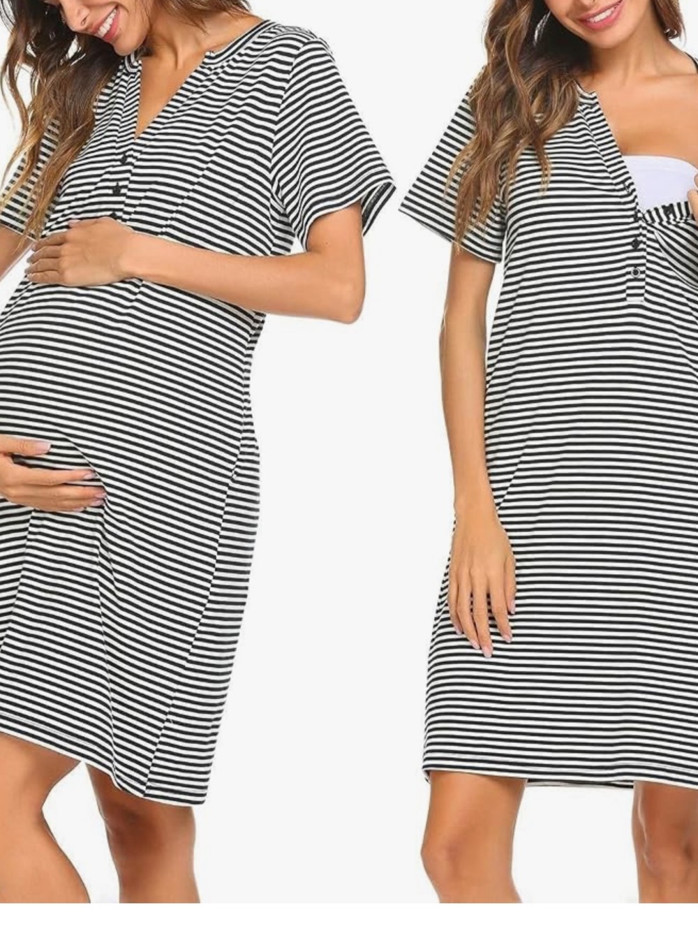 Striped Nursing & Maternity Dress - Black and White